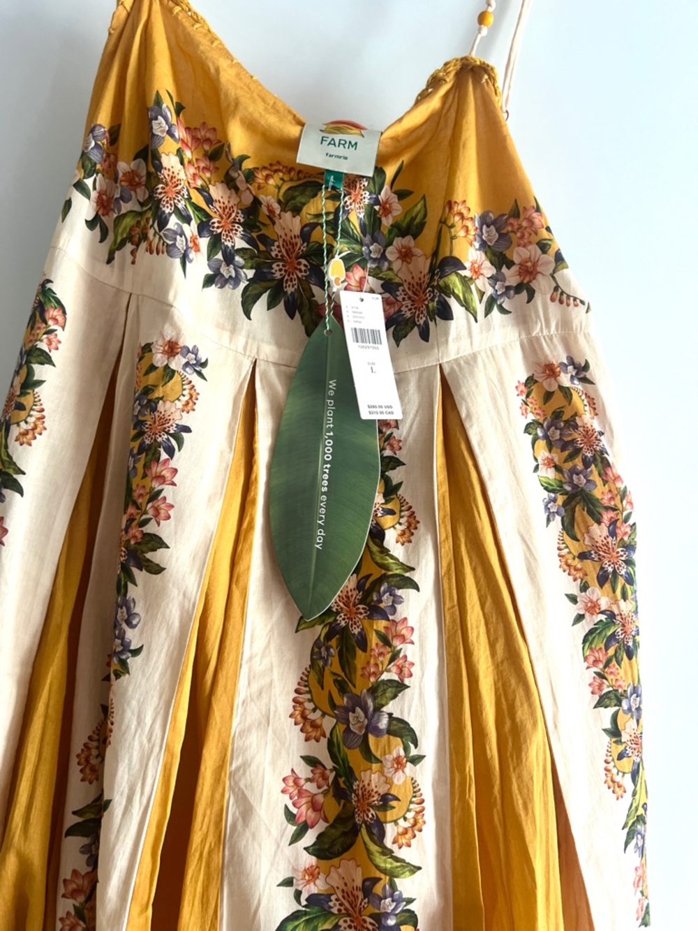 FARM Rio Sand Hilo Stripes Midi Dress Size Large NWT - Picture 8 of 16
